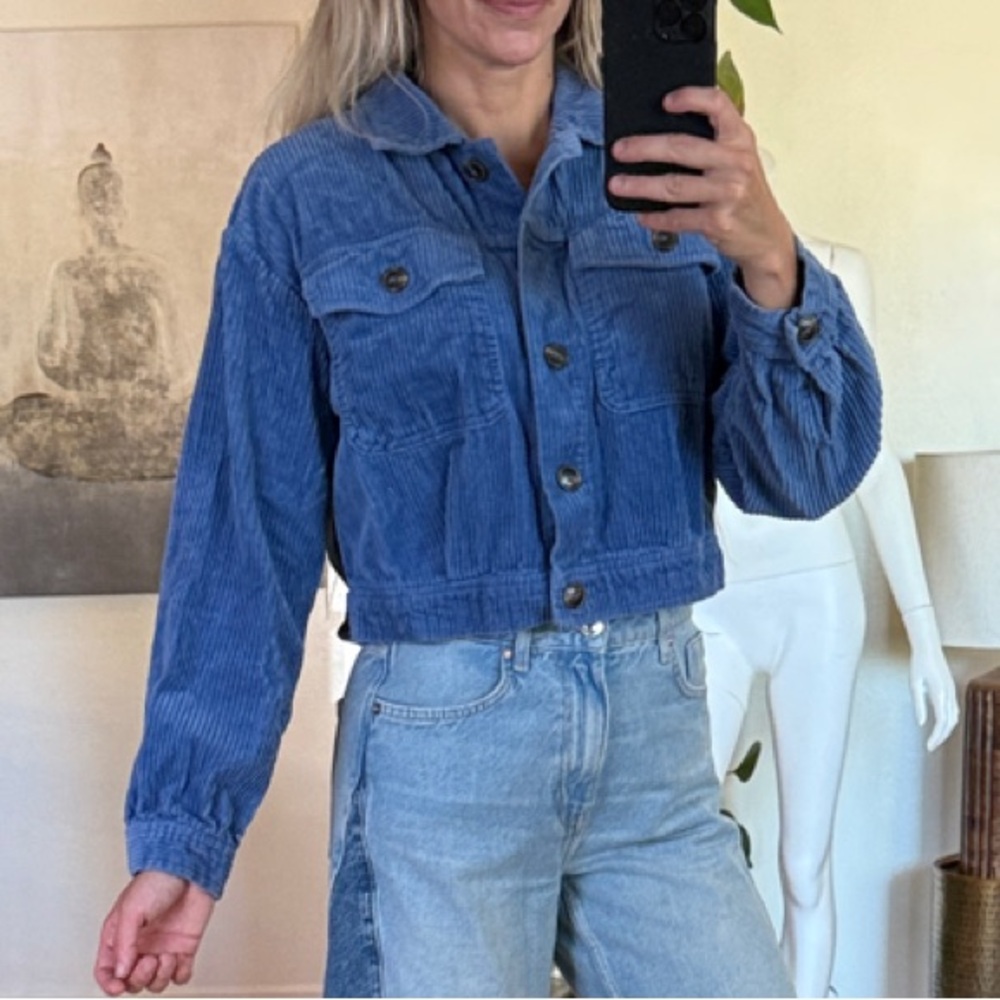 Vintage Cropped Corduroy Blue Jacket XS / S